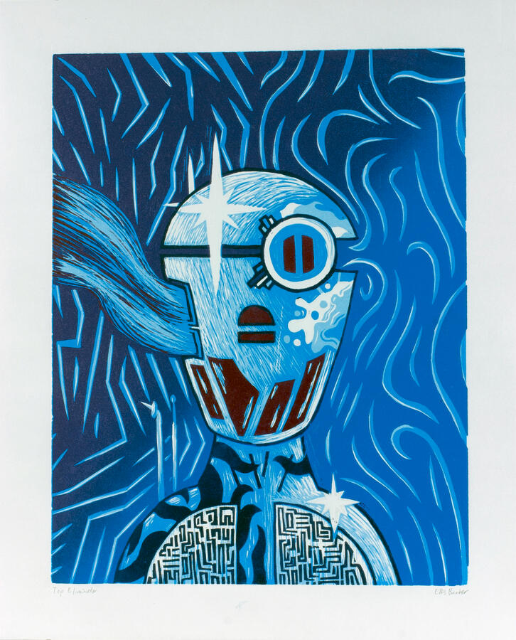 "Top Eliminator" Carved Linoleum, Fall 2021