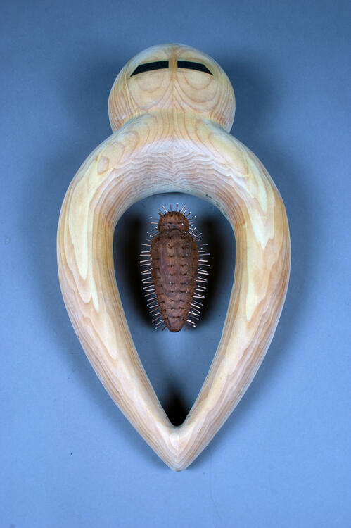 "Mother and Child" Poplar, Mahogany, Steel, Epoxy Inlay, Fall 2021