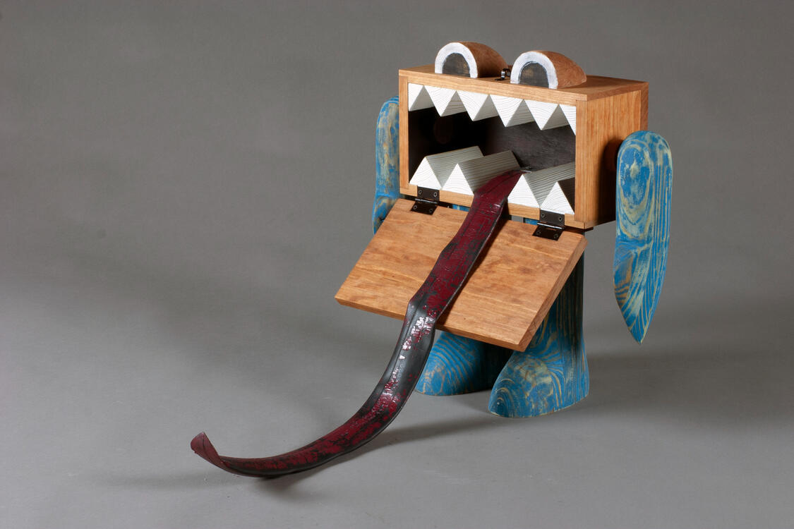 "Chomp" Wood, Paint, Rubber, Fall 2020