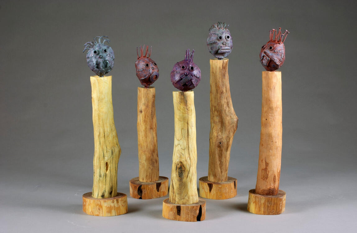 "Knotheads" Steel, Paint, Wood, Spring 2022
