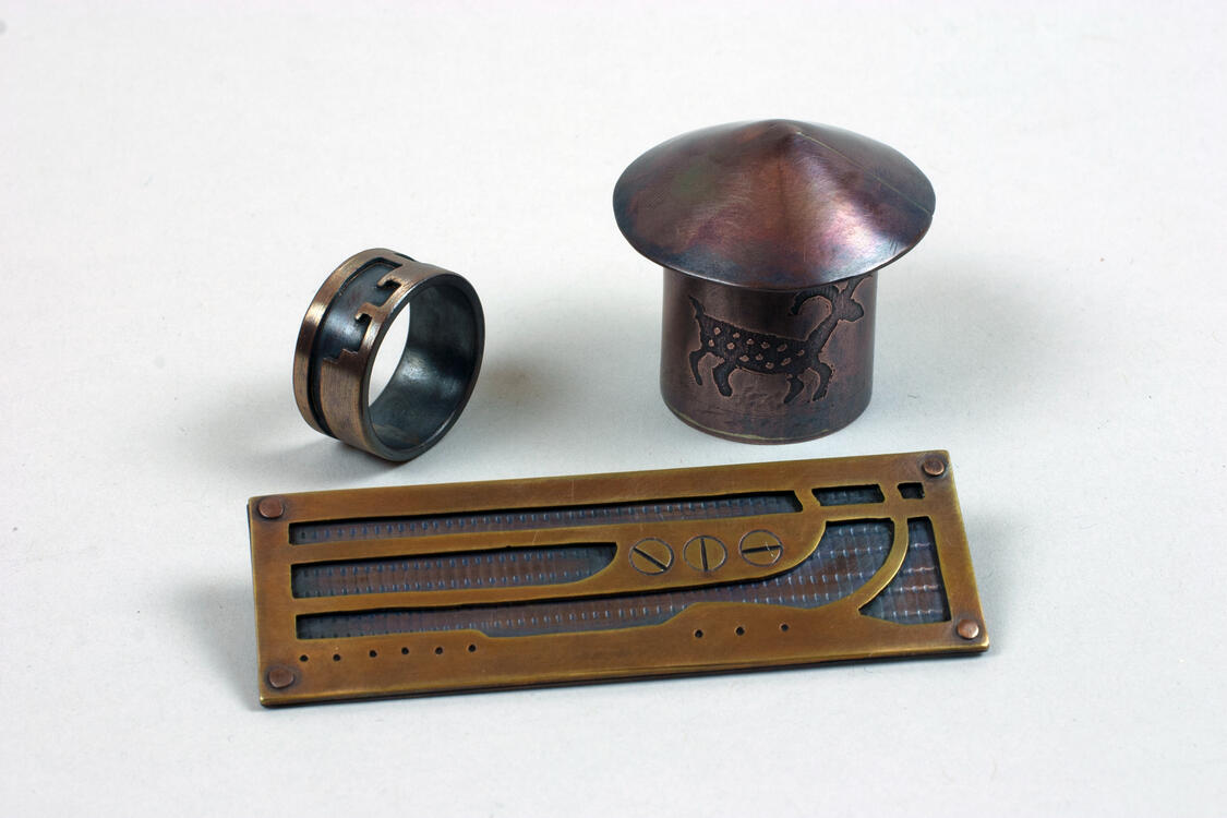 "Ring, Container, and Pin" Copper, Brass, Summer 2021