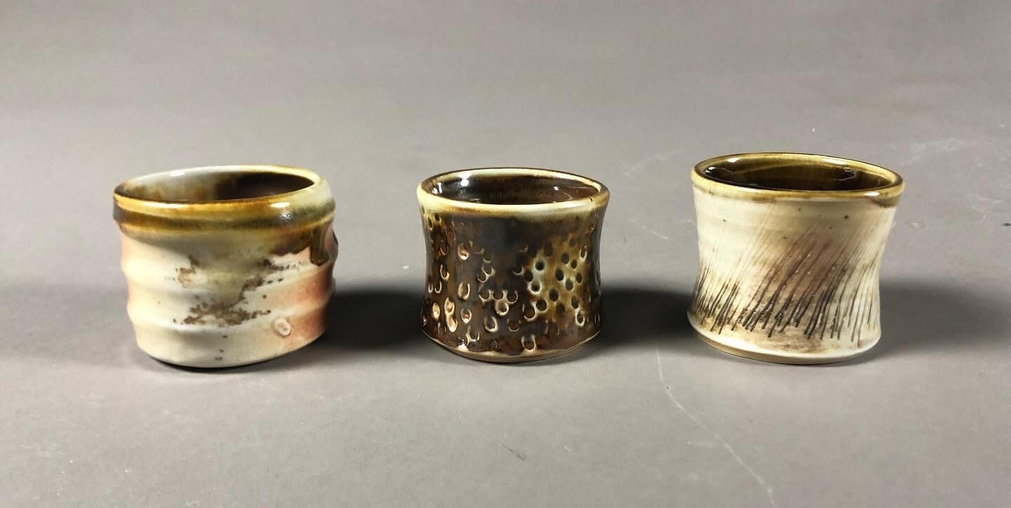 "Whiskey Cups" Porcelain, Wood Fired, Fall 2022